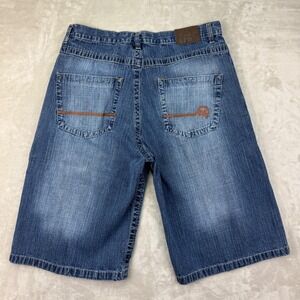 Mecca USA Denim Shorts Mens 40 Blue Baggy Y2K Skater Streetwear Embroidered